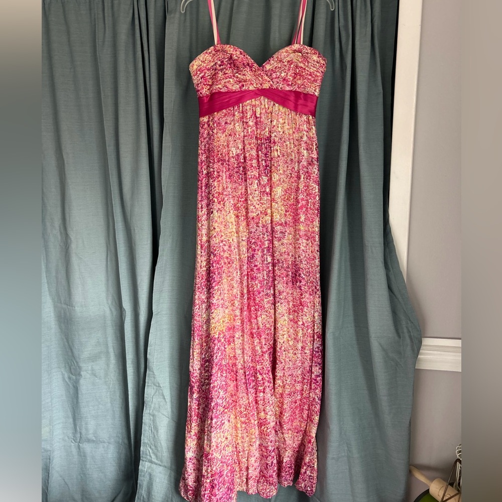 BCBG pink floral formal dress